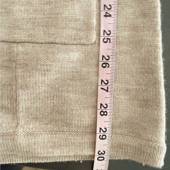 Carole Little Tan Merino Wool Sweater Jacket Long Button Cardigan M Preppy - Picture 5 of 8